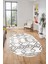 Modern Sade Desen Dijital Kaymaz Yıkanabilir Oval Yolluk Mutfak Salon Halısı O-Modern-91-Kahve 1
