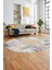 Baskılı Kaymaz Yıkanabilir Oval Koridor Halısı Mutfak Halısı Salon Halısı O-Modern-45-Krem 4