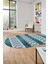 Baskılı Kaymaz Yıkanabilir Şık Oval Koridor Halısı Mutfak Halısı Salon Halısı O-Modern-56-Mavi 5