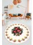 Modern Çiçek Desenli Dijital Kaymaz Yıkanabilir Yuvarlak Mutfak Salon Halısı Y-Modern-20-Krem 3