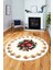 Modern Çiçek Desenli Dijital Kaymaz Yıkanabilir Yuvarlak Mutfak Salon Halısı Y-Modern-20-Krem 5