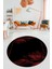 Modern Yaprak Desen Dijital Kaymaz Yıkanabilir Yuvarlak Mutfak Salon Halısı Y-Modern-26-Bordo 3