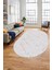Şık Sade Modern Desenli Dijital Kaymaz Yıkanabilir Oval Yolluk Salon Halısı O-Modern-72-Krem 1