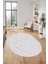 Şık Sade Modern Desenli Dijital Kaymaz Yıkanabilir Oval Yolluk Salon Halısı O-Modern-72-Krem 3