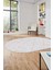 Şık Sade Modern Desenli Dijital Kaymaz Yıkanabilir Oval Yolluk Salon Halısı O-Modern-72-Krem 4