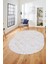 Şık Sade Modern Desenli Dijital Kaymaz Yıkanabilir Oval Yolluk Salon Halısı O-Modern-72-Krem 5