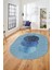 Baskılı Kaymaz Taban Yıkanabilir Modern Yolluk Mutfak Oval Salon Halısı O-Modern-01-Mavi 1