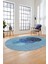 Baskılı Kaymaz Taban Yıkanabilir Modern Yolluk Mutfak Oval Salon Halısı O-Modern-01-Mavi 2