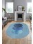 Baskılı Kaymaz Taban Yıkanabilir Modern Yolluk Mutfak Oval Salon Halısı O-Modern-01-Mavi 3