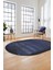 Sade Modern Desen Dijital Kaymaz Yıkanabilir Oval Yolluk Mutfak Salon Halısı O-Modern-28-Mavi 1