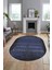 Sade Modern Desen Dijital Kaymaz Yıkanabilir Oval Yolluk Mutfak Salon Halısı O-Modern-28-Mavi 2