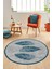 Baskılı Kaymaz Yıkanabilir Modern Yaprak Desen Yuvarlak Mutfak Salon Halısı Y-Modern-41-Mavi 1