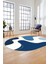 Baskılı Kaymaz Taban Yıkanabilir Modern Oval Yolluk Mutfak Salon Halısı O-MODERN-120-MAVİ 3