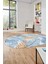 Yapraklı Baskılı Kaymaz Taban Yıkanabilir Modern Oval Yolluk Salon Halısı O-Modern-98-Mavi 2