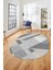 Baskılı Kaymaz Taban Yıkanabilir Şık Modern Yolluk Mutfak Oval Salon Halısı O-Modern-09-Gri 1