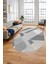 Baskılı Kaymaz Taban Yıkanabilir Şık Modern Yolluk Mutfak Oval Salon Halısı O-Modern-09-Gri 5
