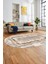 Modern Sade Desenli Dijital Kaymaz Yıkanabilir Oval Yolluk Salon Halısı O-Modern-37-Kahve 4