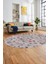 Baskılı Kaymaz Yıkanabilir Modern Kelebek Desen Oval Yolluk Salon Halısı O-Modern-51-Pembe 3