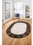 Etnik Baskılı Kaymaz Taban Yıkanabilir Oval Yolluk Mutfak Salon Halısı O-MODERN-119-KAHVE 2