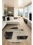 Baskılı Kaymaz Taban Yıkanabilir Modern Yuvarlak Mutfak Salon Halısı Y-Modern-93-Antrasit 4