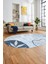 Yaprak Desen Modern Tasarım Dijital Kaymaz Yıkanabilir Oval Yolluk Salon Halısı O-Modern-79-Mavi 1