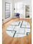 Sade Desen Modern Tasarım Dijital Kaymaz Yıkanabilir Oval Yolluk Salon Halısı O-Modern-80-Mavi 4