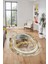 Baskılı Kaymaz Yıkanabilir Modern Mermer Desen Oval Yolluk Salon Halısı O-Modern-46-Gold 4
