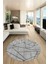 Sade Desenli Baskılı Kaymaz Taban Yıkanabilir Yuvarlak Mutfak Salon Halısı Y-MODERN-117-GRİ 3
