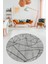 Sade Desenli Baskılı Kaymaz Taban Yıkanabilir Yuvarlak Mutfak Salon Halısı Y-MODERN-117-GRİ 5