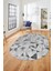 Modern Desen Özel Tasarım Dijital Kaymaz Yıkanabilir Oval Yolluk Salon Halısı O-Modern-82-Gri 4
