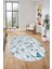 Modern Desen Özel Tasarım Dijital Kaymaz Yıkanabilir Oval Yolluk Salon Halısı O-Modern-82-Mavi 2
