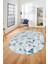 Modern Desen Özel Tasarım Dijital Kaymaz Yıkanabilir Oval Yolluk Salon Halısı O-Modern-82-Mavi 4