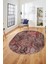 Modern Desen Dijital Kaymaz Yıkanabilir Oval Yolluk Mutfak Salon Halısı O-Modern-90-Pembe 4