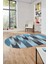 Renkli Desen Baskılı Kaymaz Taban Yıkanabilir Modern Oval Yolluk Salon Halısı O-MODERN-104-MAVİ 2