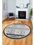 3D Kaymaz Yıkanabilir Şık Kilim Desen Yuvarlak Mutfak Halısı Salon Halısı Y-Modern-68-Gri 2