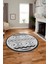 3D Kaymaz Yıkanabilir Şık Kilim Desen Yuvarlak Mutfak Halısı Salon Halısı Y-Modern-68-Gri 5