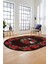 Modern Çiçek Dijital Kaymaz Yıkanabilir Oval Yolluk Mutfak Salon Halısı O-Modern-21-Bordo 1