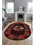 Modern Çiçek Dijital Kaymaz Yıkanabilir Oval Yolluk Mutfak Salon Halısı O-Modern-21-Bordo 2