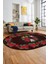 Modern Çiçek Dijital Kaymaz Yıkanabilir Oval Yolluk Mutfak Salon Halısı O-Modern-21-Bordo 5