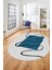 Baskılı Kaymaz Yıkanabilir Modern Oval Yolluk Mutfak Halısı Salon Halısı O-Modern-61-Mavi 5