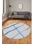 Şık Sade Modern Desenli Dijital Kaymaz Yıkanabilir Yuvarlak Mutfak Salon Halısı Y-Modern-73-Mavi 4