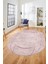 Baskılı Kaymaz Yıkanabilir Zarif Modern Oval Yolluk Mutfak Halısı Salon Halısı O-Modern-62-Pembe 5
