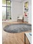 Şık Desen Baskılı Kaymaz Taban Yıkanabilir Modern Oval Yolluk Salon Halısı O-MODERN-111-GRİ 1
