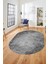 Şık Desen Baskılı Kaymaz Taban Yıkanabilir Modern Oval Yolluk Salon Halısı O-MODERN-111-GRİ 2