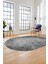 Şık Desen Baskılı Kaymaz Taban Yıkanabilir Modern Oval Yolluk Salon Halısı O-MODERN-111-GRİ 3