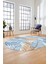 Yapraklı Baskılı Kaymaz Taban Yıkanabilir Modern Oval Yolluk Salon Halısı O-Modern-98-Mavi 4