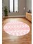 Baskılı Kaymaz Yıkanabilir Şık Yuvarlak Mutfak Halısı Salon Halısı Y-Modern-56-Pembe 4