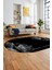 Modern Yaprak Desen Dijital Kaymaz Yıkanabilir Oval Yolluk Mutfak Salon Halısı O-Modern-26-Gri 5