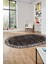 Çerçeveli Baskılı Kaymaz Taban Yıkanabilir Oval Yolluk Mutfak Salon Halısı O-MODERN-118-KAHVE 1