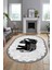 Fil Desen Baskılı Kaymaz Taban Yıkanabilir Modern Oval Yolluk Salon Halısı O-MODERN-101-GRİ 5